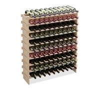 Relaxdays Cantinetta Portabottiglie, Scaffale 100 Bottiglie di Vino, Ripiani Impilabili, 120x103x25 cm, Legno Naturale
