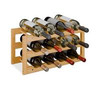 Portabottiglie Scaffale Porta Vino 12 Bottiglie Mensola Bambù HLP: 28x56x24 cm