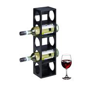 Relaxdays Cantinetta Portabottiglie, Scaffale per 5 Bottiglie di Vino in Orizzontale, in Bambù, HxLxP: 53x14x12 cm, Nero