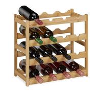 Relaxdays Cantinetta, Scaffale per 16 Bottiglie, Disposizione in Orizzontale, in bambù, HLP 42,5 x 45 x 23,5 cm, Marrone
