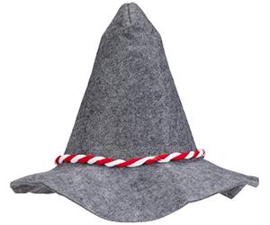 Relaxdays Cappellino Premium in Feltro spesso 6 mm, con Cordoncino Rosso e Bianco, Stile Bavarese, Grigio
