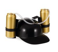 Relaxdays Cappello Porta Birra, Elmetto con Cannuccia, per 2 Lattine, Gadget per Carnevale, Calcio, Feste, Vari Colori