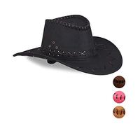 Relaxdays Cappello da Cowboy/Cowgirl per Feste di Carnevale, Stile Western, per Adulti, Uomo o Donna, Nero