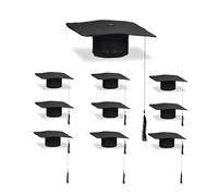 Relaxdays Cappello Laurea, Set 10, Tocco con Nappa per Festa Diploma Maturità e Magistrale, Accessorio Laureandi, Nero, D: 16,5 cm