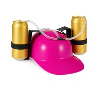 Relaxdays Cappello Porta Birra, Elmetto con Cannuccia, per 2 Lattine, Gadget per Carnevale, Calcio, Feste, Vari Colori