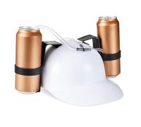 Relaxdays Cappello Porta Birra, Elmetto con Cannuccia, per 2 Lattine, Gadget per Carnevale, Calcio, Feste, Vari Colori