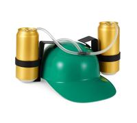 Relaxdays Cappello Porta Birra, Elmetto con Cannuccia, per 2 Lattine, Gadget per Carnevale, Calcio, Feste, Vari Colori, 13 x 32 x 28 cm
