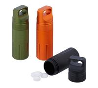 Relaxdays Capsula Portapillole, Astuccio Porta Pillole, Pastiglie, Custodia Tascabile da Viaggio HxD 9,5 x 3 cm, Colori, Alluminio