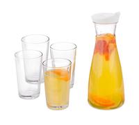 Caraffa brocca contenitore bottiglia acqua vetro bicchieri cucina 1 litro set