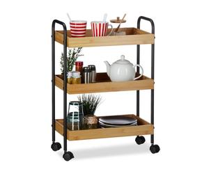 Relaxdays Carrellino in bambù 3 ripiani