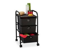 Relaxdays Carrellino Salvaspazio con 3 Cassetti, Metallo & Plastica, Carrello Porta Trucchi da Bagno, Multiuso, in Nero, 1 pz
