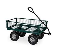 Relaxdays Carrello a Mano, Pratico Carretto per Il Giardino, per Trasporto Carichi, Sponde Pieghevoli, Max. 200kg, Verde, Acciaio, 19 x 46,5 x 86 cm