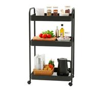 Relaxdays Carrello a Rete Multiuso 3 Ripiani, Compatto, Metallico Nero 78×43×30 cm