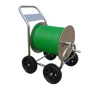 Relaxdays Carrello avvolgitubo, fino a 200 m, avvolgitubo mobile, HBT 100 x 73 x 57 cm, avvolgitubo in acciaio inox, argento