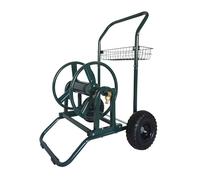 Relaxdays Carrello avvolgitubo 60 m, Attacco a clic, 2 Ruote pneumatiche, Acciaio, Tamburo Rimovibile, Verde 94x66x60 cm