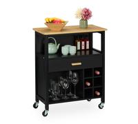 Carrello Cucina Isola Mobiletto Carrello Ripiano Portabottiglie Vino 80x65x35 cm