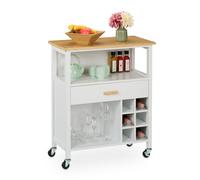 Carrello Cucina Isola Mobiletto Carrello Ripiano Portabottiglie Vino 80x65x35 cm