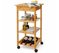 Relaxdays Carrello cucina in bambù, 4 ripiani