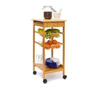 Relaxdays Carrello Cucina James S, in bambù, HBT, 5 x 37 x 37 cm, Mobile con Rotelle, Ripiani, Cestini, Legno Naturale, H x L x P: 80,5 x 37 x 37