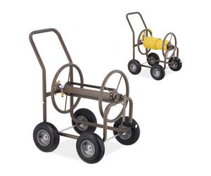 Relaxdays Carrello marrone avvoligitubo da 60 m