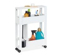 Carrello Salvaspazio Bianco Scaffale Ruote Portaoggetti Stretto 71,5x17x50 cm
