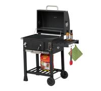 Relaxdays Barbecue Carbonella con Ruote e Coperchio, Griglia a Carbone, Grill BBQ, Altezza Regolabile, Nero Argentato, 90% Acciaio 10% plastica, 1 Pezzo
