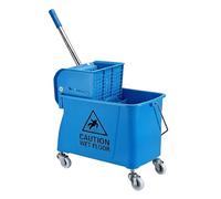 Relaxdays Carrello per la pulizia, sistema a 2 scomparti, blu