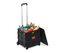 Relaxdays Carrello per Spesa Pieghevole, 35 kg di Carico, Manico Telescopico, Carrellino Trolley Portaspesa, Nero Grigio