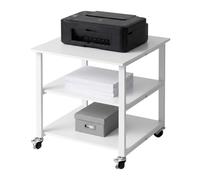 Relaxdays carrello per ufficio bianco | Mobiletto con supporto per stampante, HxLxP: 53 x 50 x 50 cm 3 ripiani