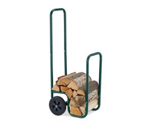 Relaxdays Carrello portalegna a due ruote in gomma