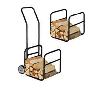 Carrello portalegna Contenitore per ciocchi 45 kg Acciaio Cestino portalegna