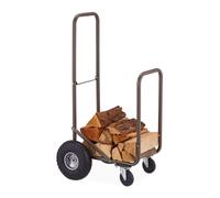Relaxdays Carrello portalegna con ruote marrone