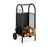 Carrello portalegna per camino Contenitore legna 20 kg Carrello porta legna