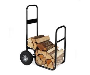 Relaxdays Carrello portalegna largo con ruote