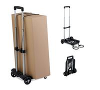 Relaxdays Carrello Portapacchi Pieghevole a 2 Ruote e Cinghie, Manico Telescopico, Portatutto Max 25 kg, Trasporto, Nero, Ferro