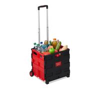 Relaxdays Carrello Portaspesa Pieghevole,Manico Telescopico,2 Ruote Gomma,fino a 35 kg,Trolley Spesa,alluminio, rosso