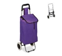 relaxdays Carrello Portaspesa, Pieghevole, 25 l, Shopping Trolley con Ruote, max.10 kg, HLP 91x40x30 cm, Lilla