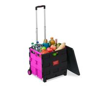 Relaxdays Carro de la compra plegable Carrello per la Spesa Pieghevole, 50 L e 35 kg Max. con Manico Telescopico, Trolley Portaspesa, Rosa Nero, 46x45x8,5 cm