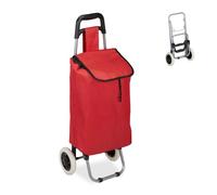 Relaxdays Carrello Portaspesa, Pieghevole, 25 l, Shopping Trolley con Ruote, max.10 kg, HLP 91x40x30 cm, Rosso