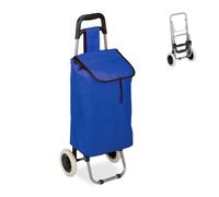 Relaxdays Carrello Portaspesa, Pieghevole, 25 l, Shopping Trolley con Ruote, max.10 kg, HLP 91x40x30 cm, Blu Scuro