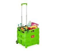 Relaxdays Carrello per Spesa Pieghevole, 35 kg Carico, Manico Telescopico, Carrellino Trolley Portaspesa, Cesto, Verde, Alluminio, 98 x 45,5 x 37 cm