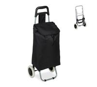 relaxdays, Nero Carrello Portaspesa, Pieghevole, 25 l, Shopping Trolley con Ruote, Max.10 kg, HLP 91x40x30 cm, Poliestere, 1 Pz
