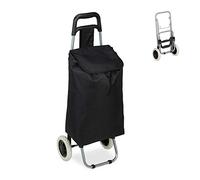 relaxdays Carrello Portaspesa, Pieghevole, 25 l, Shopping Trolley con Ruote, Max.10 kg, HLP 91x40x30 cm, Nero