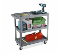 Relaxdays carrello portautensili 3 ripiani, mobile, grigio