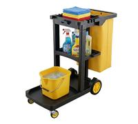 Relaxdays Carrello pulizie 3 ripiani con sacco