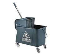 Relaxdays Carrello pulizie sistema a 2 vasche, con pressa, grigio