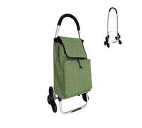 Relaxdays Carrello Spesa con Ruote saliscale, Tasca Termica e Borsa Rimovibile, 45 l, Fino a 35 kg, Pieghevole, Verde, 1