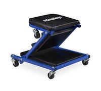 Relaxdays Carrello sotto Auto da Meccanico, Sgabello Officina con Ruote a 360°, 150 kg, Pieghevole, Acciaio, Nero Blu, Gommapiuma, 12 x 41 x 91 cm