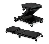 Relaxdays Carrello sotto Auto da Meccanico, Sgabello Officina con Ruote 360°, Regge 150 kg, Pieghevole, Acciaio, Nero, HLP: 12 x 41 x 91 cm