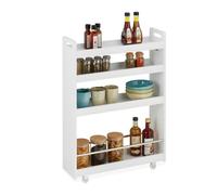 Carrello salvaspazio Scaffale su ruote Carrellino multiuso 4 ripiani Bianco